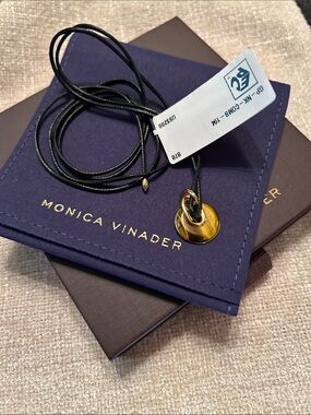 Monica Vinader x Kate Young Gemstone Pendant on cord, NWT, vermeil